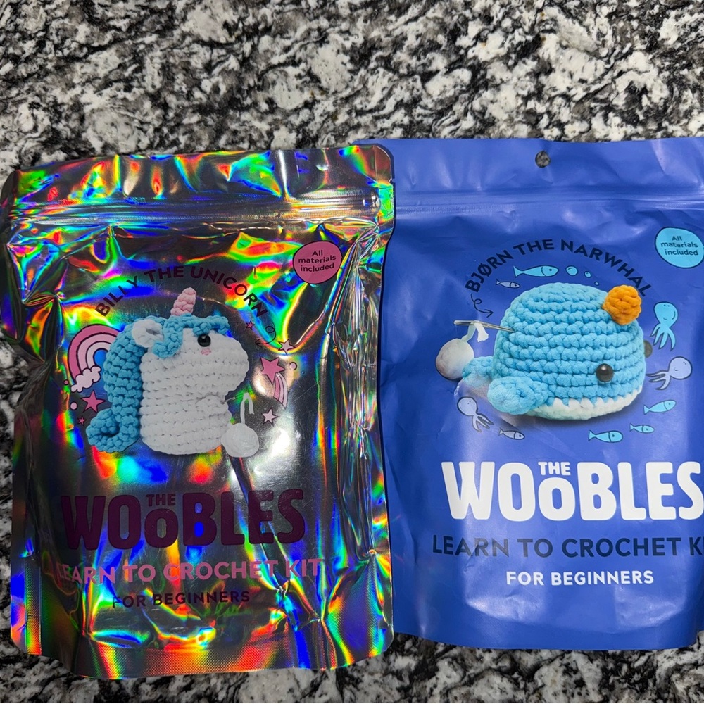 Wobbles Billy the Unicorn & Bjorn the Narwhal Crochet Kit